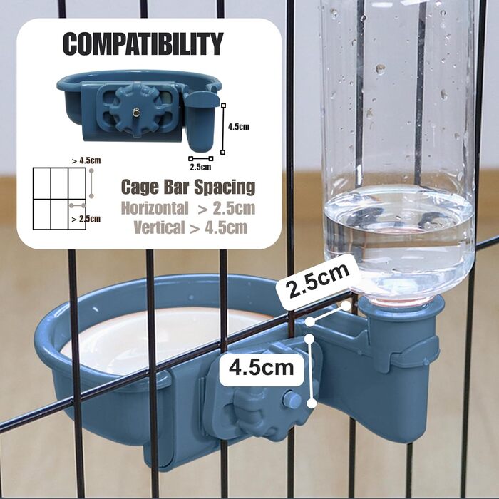 Автоматичний поїльник для собак у клітку, 480мл, антиперелив, фонтанчик для собак, котів та кроликів (Блакитний)