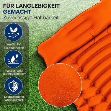 Набір для кемпінгу SereneLife: спальний килимок та спальний мішок з подушкою, водонепроникний та міцний, для походів, трекінгу та відпочинку на природі (Помаранчевий)