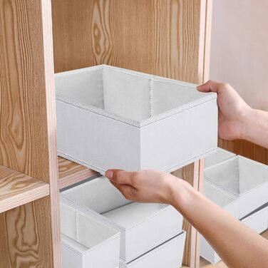 Puricon 13-Piece Storage Box Set Fabric Drawer Organizer/Organization System for Clothes Foldable Storage Boxes Set Boxes for Closet Bedroom - (8 Pieces, White)