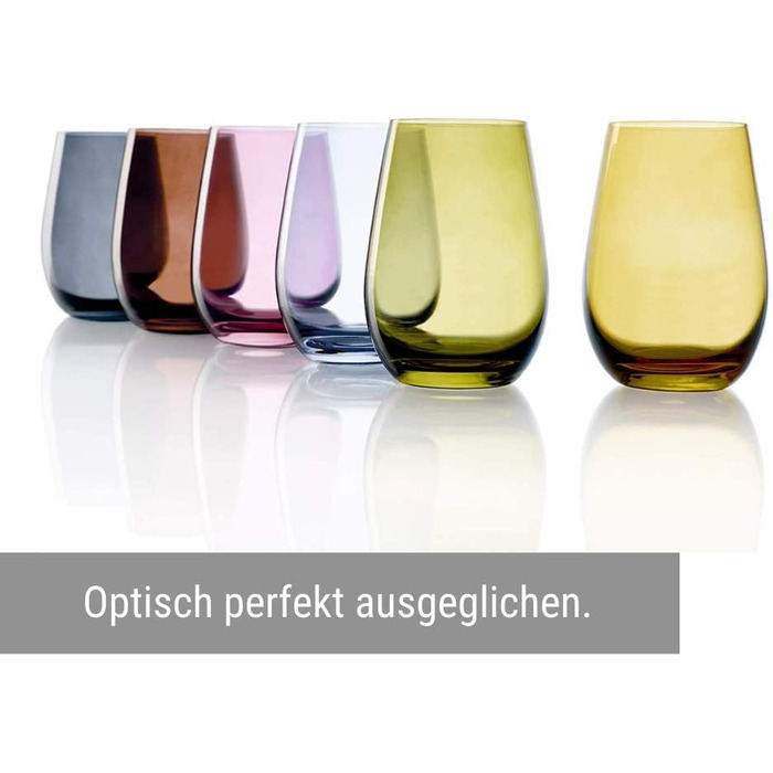 Stölzle Lausitz Water Glasses Set Elements Kids Mediterranean Mix 335 ml to the rim / Set of 6 Water Glasses Dishwasher-safe, high break resistance / Drinking Glasses Set Crystal Glass / Juice Glasses Set
