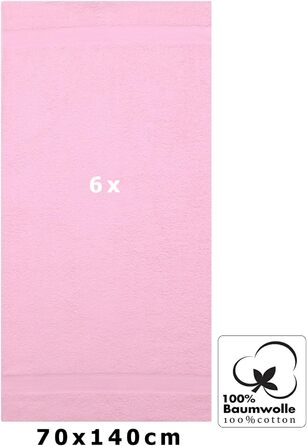 Betz 6-Piece Bath Towel Set, Shower Towel, Palermo Size 70x140 cm, 100% Cotton, Rosé Color