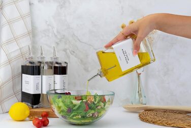 Molimoli Olive Oil Dispenser Bottle for Kitchen, Coffee Syrup Dispenser with Automatic Pourer, Glass Bottle Dispenser for Kitchen, Olive Oil Serving Set, Glass Olive Olive Bottle | 2-Piece Set - Silver