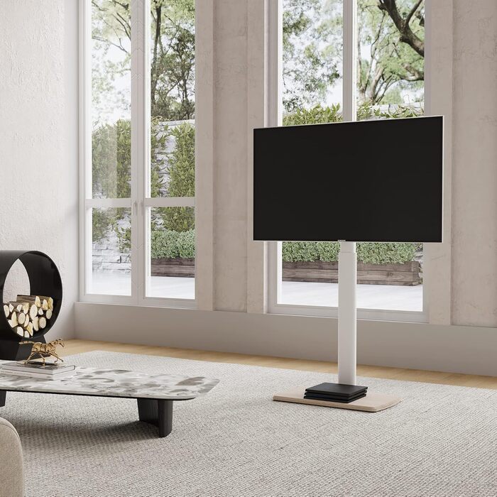 FITUEYES Adjustable Swivel TV Stand with Wood Base - Fits 32-70 inch TVs up to 40kg, VESA 400x600