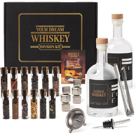 Набір для виготовлення віскі: набір для віскі, подарунок для чоловіків, набір для коктейлів, з каменями для віскі, бурбон, з скляними пляшками та пробками