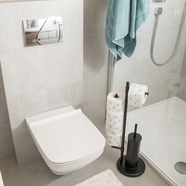 Набір для туалету Yoka Home: тримач для туалетного паперу та йоржик, чорний, стиль лофт