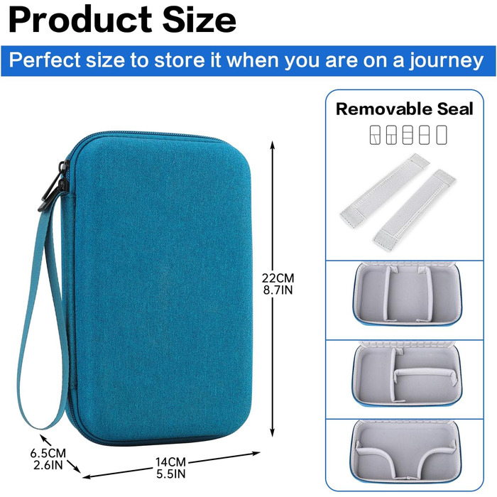 Органайзер для кабелів Teskyer, водонепроникний, жорсткий корпус, велика місткість, портативний, 14 x 22 x 6,5 см