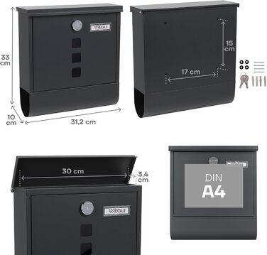 Поштовий ящик ARREGUI Chance E7005 сталевий з газетницею, антрацит (DIN A4)