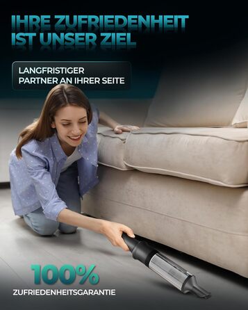 Акумуляторний ручний пилосос KLAMER 140W, 16000 PA, 36 хв роботи, без мішка, для дому, офісу та авто