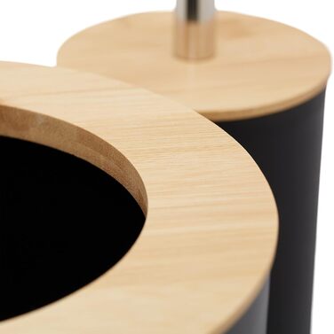 Набір для ванної кімнати Relaxdays, 6 предметів: аксесуари з пластику та бамбуку, повна комплектація, чорний колір