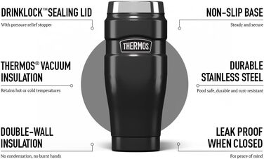 Термос King Reise Thermobecher: термокружка з нержавіючої сталі, 470 мл, вишнево-червоний колір, 0,47 л