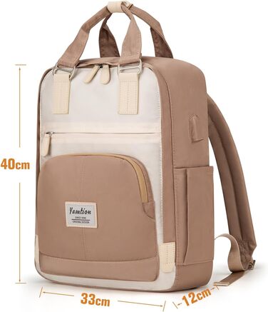 Шкільний рюкзак YAMTION для дівчат-підлітків, 15.6 дюймів: рюкзак для ноутбука, жіночий шкільний ранець з відділенням для ноутбука, для школи, університету, подорожей, роботи, офісу, кремовий