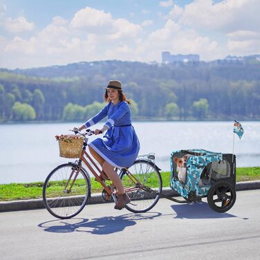 Фаркоп-перетяжка для собак на велосипед, складаний, з прапорцем та ременем, кольори: червоний, пісочний, м'ятний, фіолетовий, військовий блакитний, військовий зелений