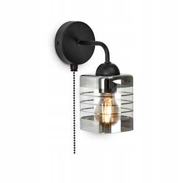 Настінний світильник-бра чорний матовий зі скляним плафоном