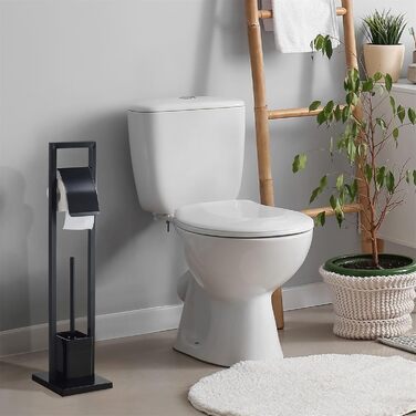 Набір для ванної кімнати TOMA: тримач туалетного паперу та щітка, чорний, з металу