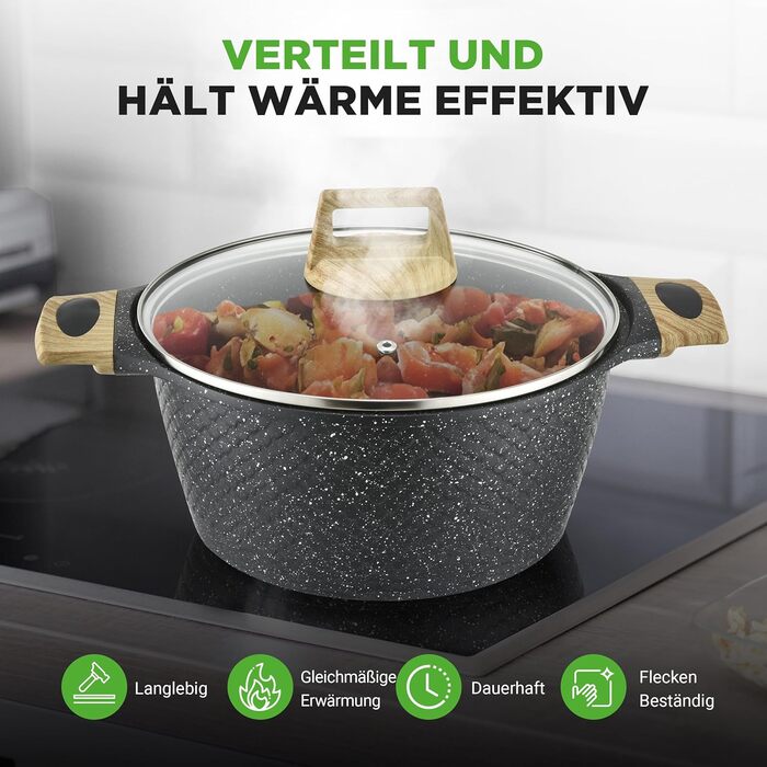 Набір посуду NutriChef 22 предмети антипригарний мармуровий – сковороди, каструлі, кухонне приладдя, форма для випічки, рукавиці, для індукції, посудомийна машина