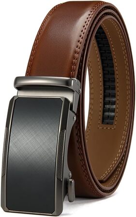 Чоловічий шкіряний ремінь DOOPAI з автоматичною застібкою, 35 мм, регульований розмір, без отворів, білий/коричневий (105-115 см)