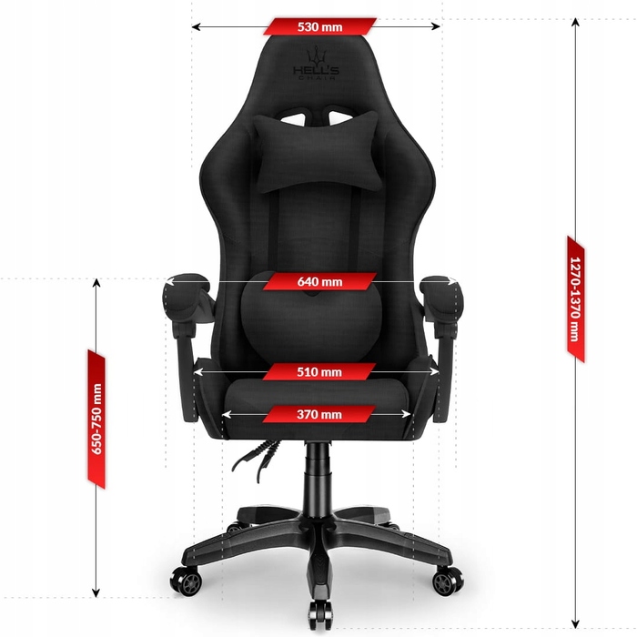 Ігрове офісне крісло HELL'S CHAIR Rainbow Black, обертове, тканина