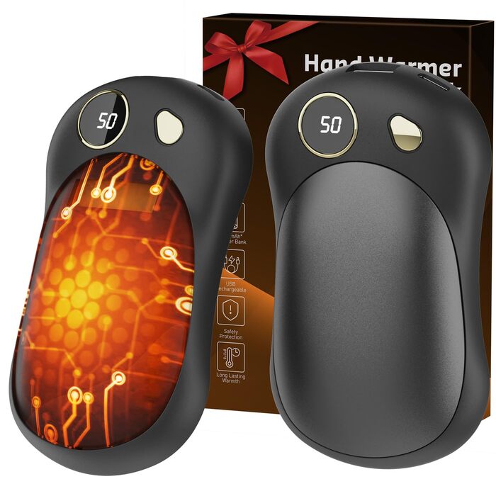 Електричні грілки для рук, 2 шт. 10000mAh з USB-C, цифровим дисплеєм, 3 режими нагріву, багаторазові для зими, подорожей та активного відпочинку