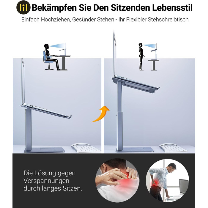 Регульований підставка для ноутбука: для офісу, дому, DJ-контролера. Підходить для MacBook та ноутбуків 13-16.5 дюймів. Сірий колір.