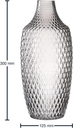 Ваза для квітів Leonardo Poesia, ручної роботи, сіра, скляна, 30 см, з рельєфним декором