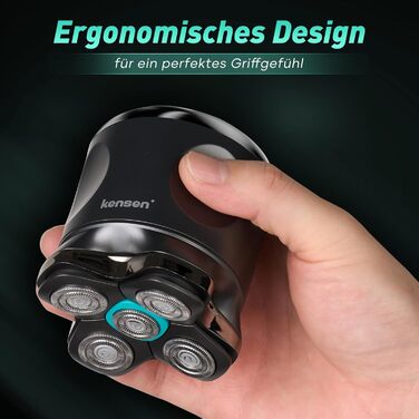 Електричний голковий бритва для чоловіків Glatzen Rasierer: бездротовий, вологостійкий, з 5D рухомою головкою, чорний