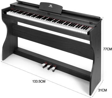 Електронне піаніно MUSTAR 88 клавіш з табуретом, цифрове піаніно, чорне, USB/MIDI, для початківців