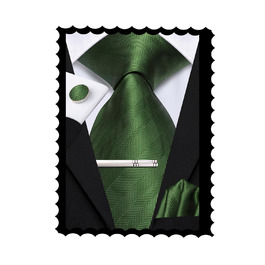 Набір краватка-метелик, нагрудна хустинка, краваткові затискачі, запонки для чоловіків, для весілля та офіційних заходів (Глибокий хакі)