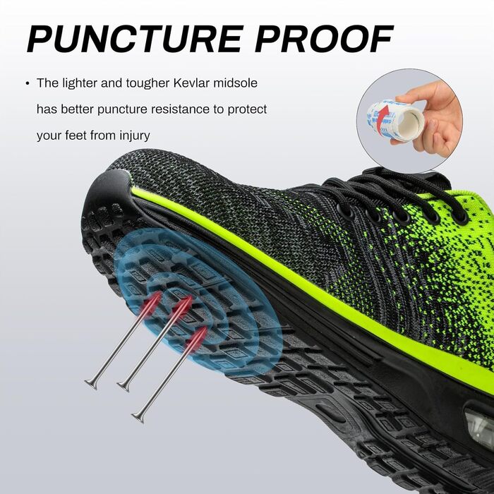 Черевики робочі чоловічі та жіночі, спортивні, з металевим носком, антиковзаючі, дихаючі, розмір 35-46 (36 EU, зелений)