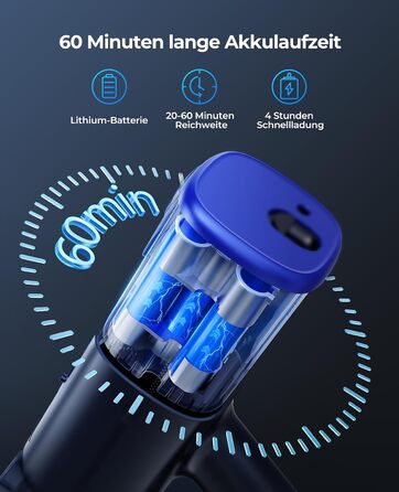 Бездротовий пилосос Fieety 550W з акумулятором, 45000Pa, 60 хвилин роботи, 6-в-1, тихий, з арома-пластиною, для твердих поверхонь, килимів та шерсті тварин