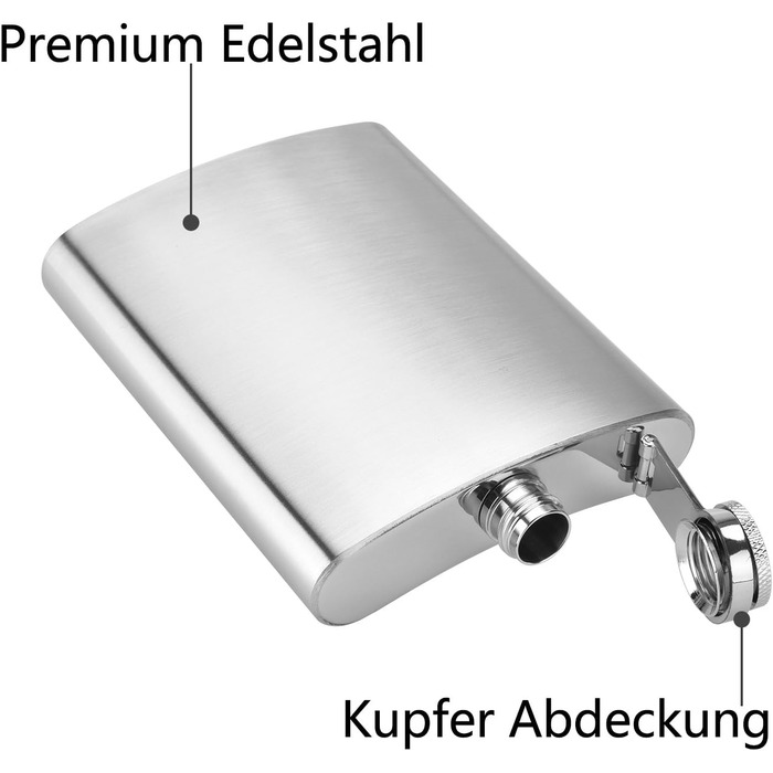 Фляга DealKits з нержавіючої сталі, 2 шт., з воронкою, 227 мл (8oz), для алкоголю, з нержавіючої сталі 304