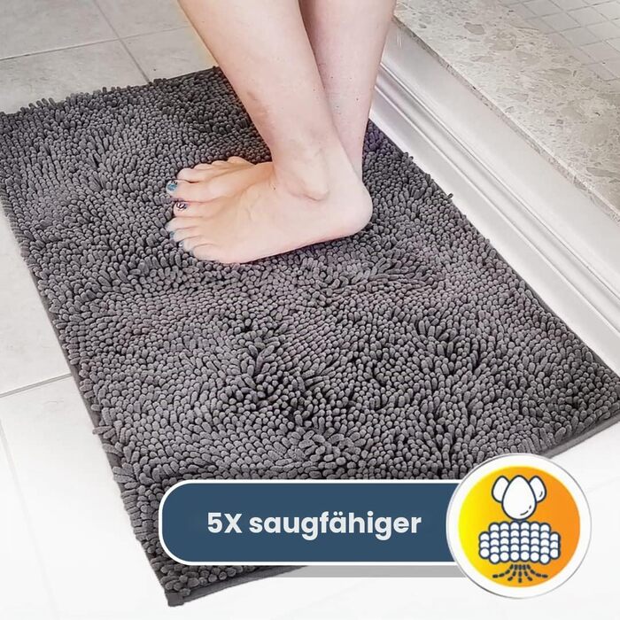Гігроскопічний килимок для дому та тварин Muddy Mat® з мікрофібри, протиковзний та вологопоглинаючий килим для кухні, ванної та передпокою, сірий, M (76 x 48 см)