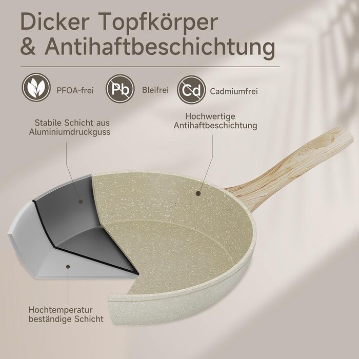 Набір посуду HOMELUX Induktion: 12 предметів, алюміній, антипригарне покриття, посуд з кришкою, без PFOA та PFOS, для індукційних плит