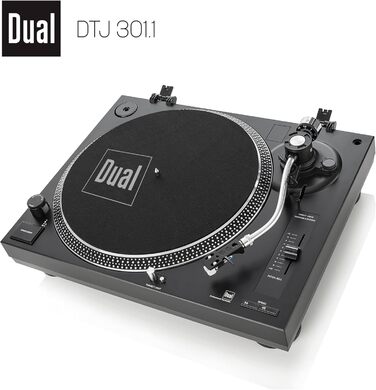 Програвач вінілу Dual DTJ 301.1 USB чорний з прямим приводом, Pitch-Control та USB-підключенням