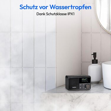 MEDION S66822 Портативне міні-радіо DAB+ з Bluetooth, акумулятор до 6,5 годин, дисплей, телескопічна антена, таймер сну, будильник, AUX, USB-C, зелений (чорний)