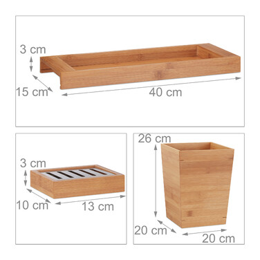 Relaxdays Bamboo Bath Set, 6-Piece
