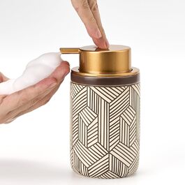 Дозатор для мила та миючого засобу GIRLUFO 350мл з великим насосом – багаторазовий дозатор піни для ванної кімнати та кухні (легко натискається) (колір: коричневий)