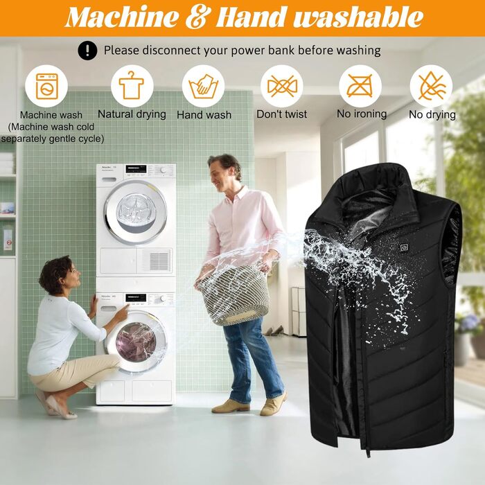 Обогревна жилетка для чоловіків та жінок з акумулятором 10000 mAh та 9 зонами обігріву, 3 режими температури, для зимових видів спорту та полювання