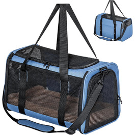 Транспортна переноска для кота/собаки Petsfit - складана переноска для авто з м'яким килимком, синього кольору