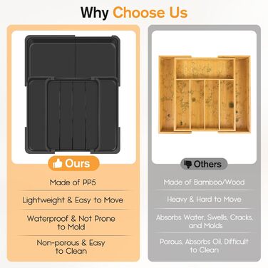 Органайзер для столових приборів розширюваний, для шухляд, 4-7 секцій - ідеальне зберігання в кухні