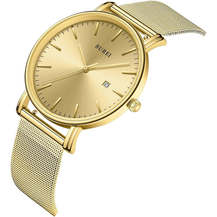 Годинник чоловічий BUREI, мінімалістичний аналоговий кварцовий, водонепроникний, ультратонкий. Чудовий подарунок для чоловіків (Rosegold Black Rose)