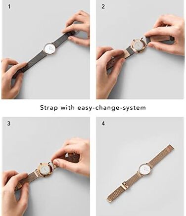 Годинник жіночий Liebeskind Berlin – круглий кварцовий, 34 мм – сітчасте браслет – 5 ATM водостійкий – сучасний та елегантний – у різних кольорах (рожеве золото / чорний)