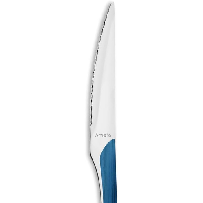 Amefa ECLAT Cutlery Set NATURE Blue Wood-Look Dining Cutlery 24-Piece for 6 People Stainless Steel, Rust-Proof, Plastic Grip Shells with Wood-Look, Dishwasher-Safe Cutlery Set for 6 People