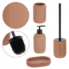 Набір аксесуарів для ванної кімнати (4 предмети), рожевий: дозатор для мила та тримач для щітки