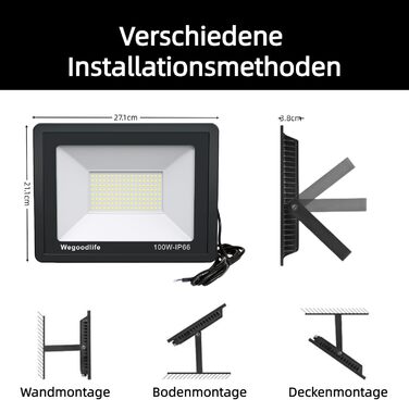 2 Pack 100W LED Flood Lights Outdoor, Super Bright 8140LM Wall Light, 3000K Warm White Outdoor Spotlights, IP66 Waterproof Floodlights, Spotlights for Backyard Driveway Doors Garage Path Garden