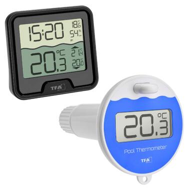 TFA Dostmann 30.3066 Radio Pool Thermometer Marbella Swimming Pool Thermometer, Black with Batteries