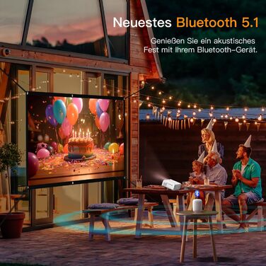 Портативний проєктор Mini Beamer: 1080P Full HD, 600 ANSI, WiFi 6, Bluetooth, 4K, автофокус, корекція трапеції, 50% зум, 360° обертання для дому та мобільного використання