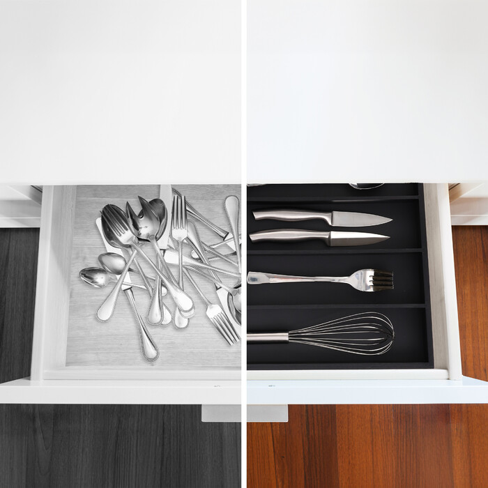 Relaxdays Black Cutlery Box with 5 Compartments