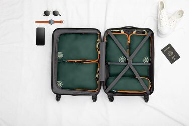 Набір кубиків для пакування TRIPPED Travel Gear: Органайзери для багажу з подвійним замком, компресія, білий, зелений (зелений/помаранчевий, 6 шт.)