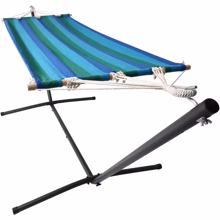DETEX® Hammock with Stand - Durable, Robust, Portable, Outdoor Hammock, Travel Hammock, Camping Hammock, Garden, Balcony, Blue