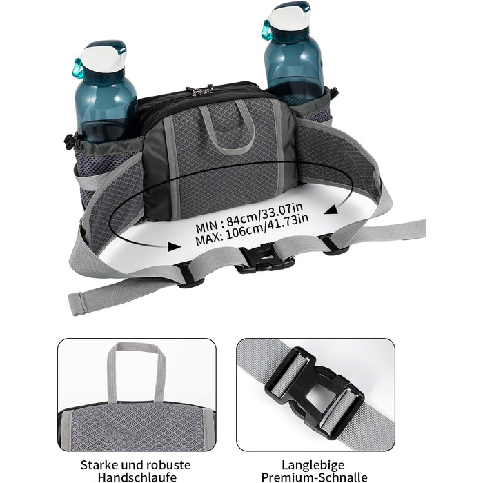 Тактична поясна сумка 6L для туризму, прогулянок з собакою, бігу, велоспорту, риболовлі та подорожей, чорна